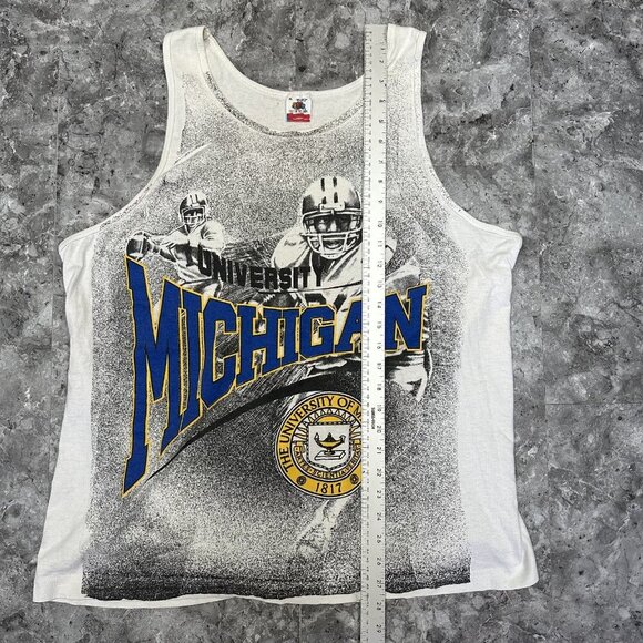Vintage University Michigan Wolverines Big AOP Muscle Tank Top XL Vtg USA Sport - Picture 5 of 5